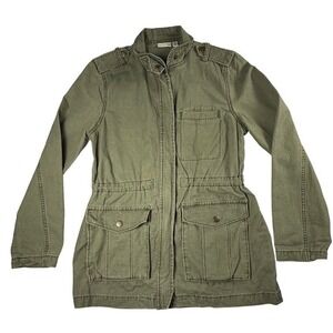 BP Olive Green Utility Jacket Military Style Snap Button Drawstring Waist XXS